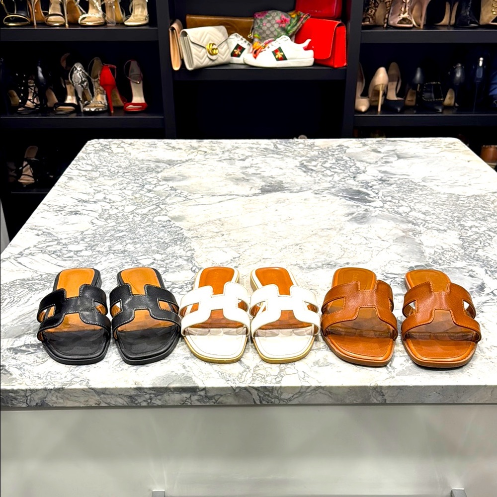 Similar to Hermes sandals for the summer - Black, White, and Brown